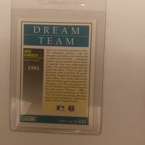 Jose Canseco Dream team score baseball card 🔥RARE🔥 - Picture 2 of 3